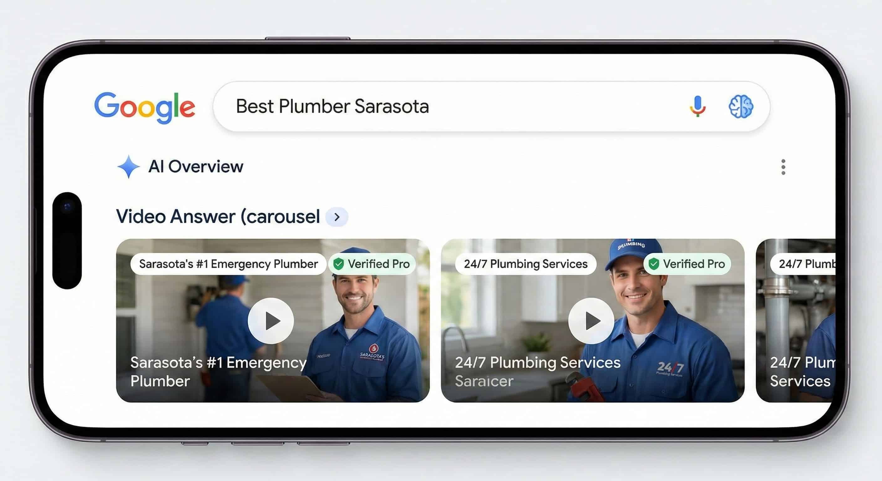 Mockup of Google AI Search Results highlighting video snippets